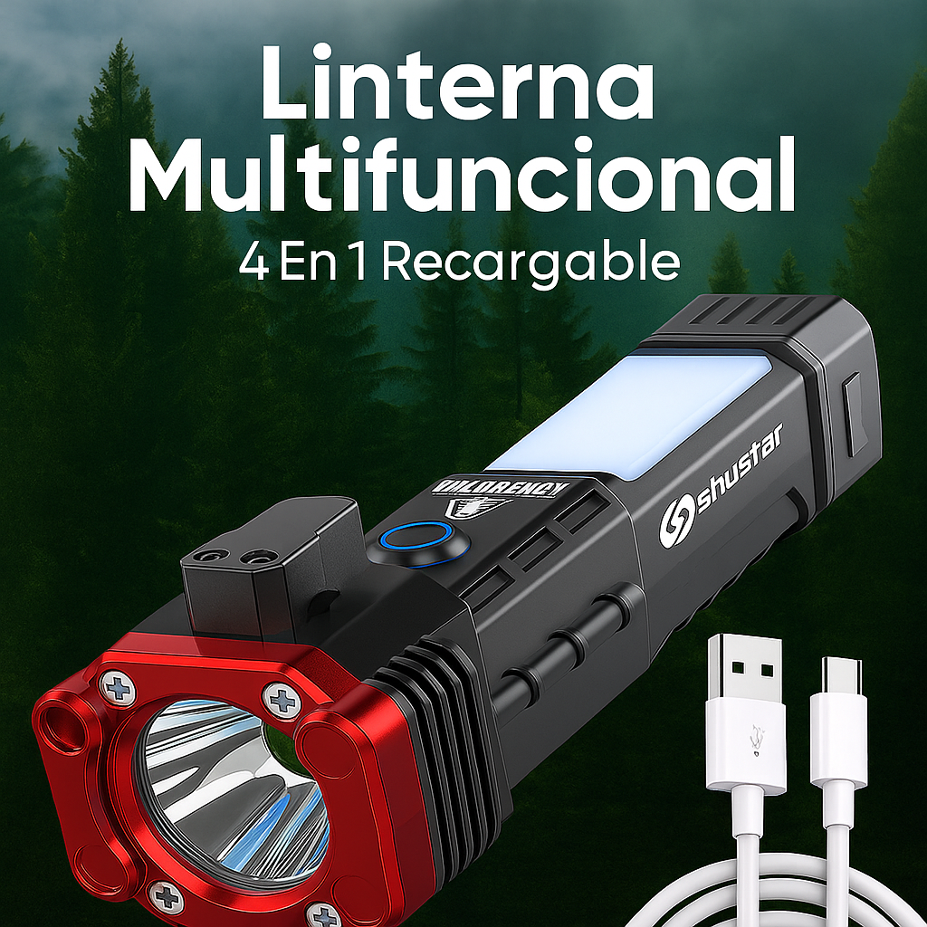 Linterna Multifuncional 4 En 1 Recargable